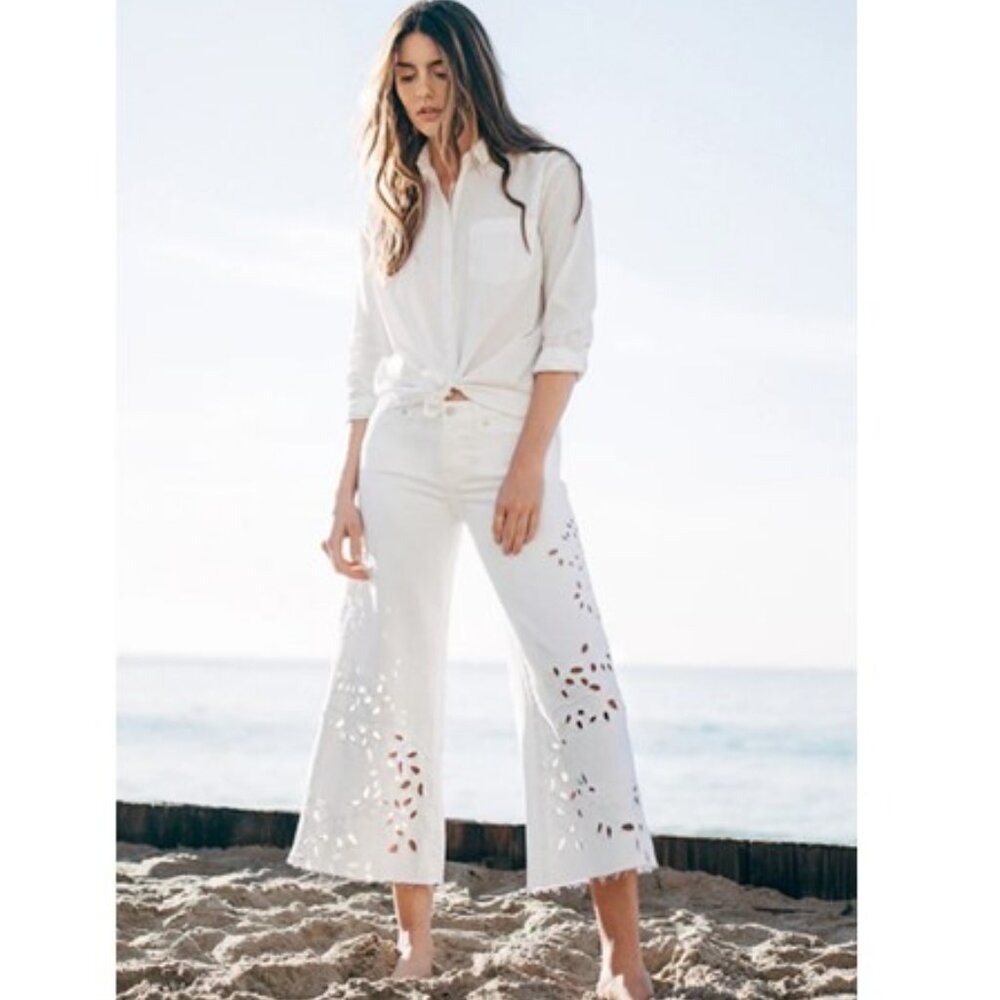 EUC-Liverpool Callie Cropped Wide-Leg Jeans in Bright White - Sz 14